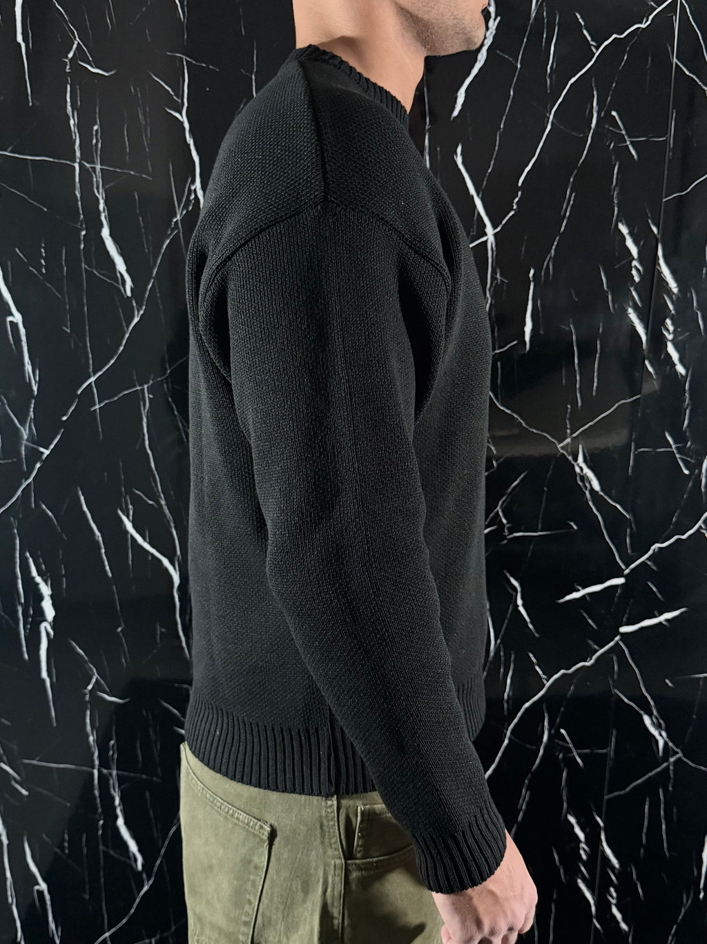 Maglione crop total black
