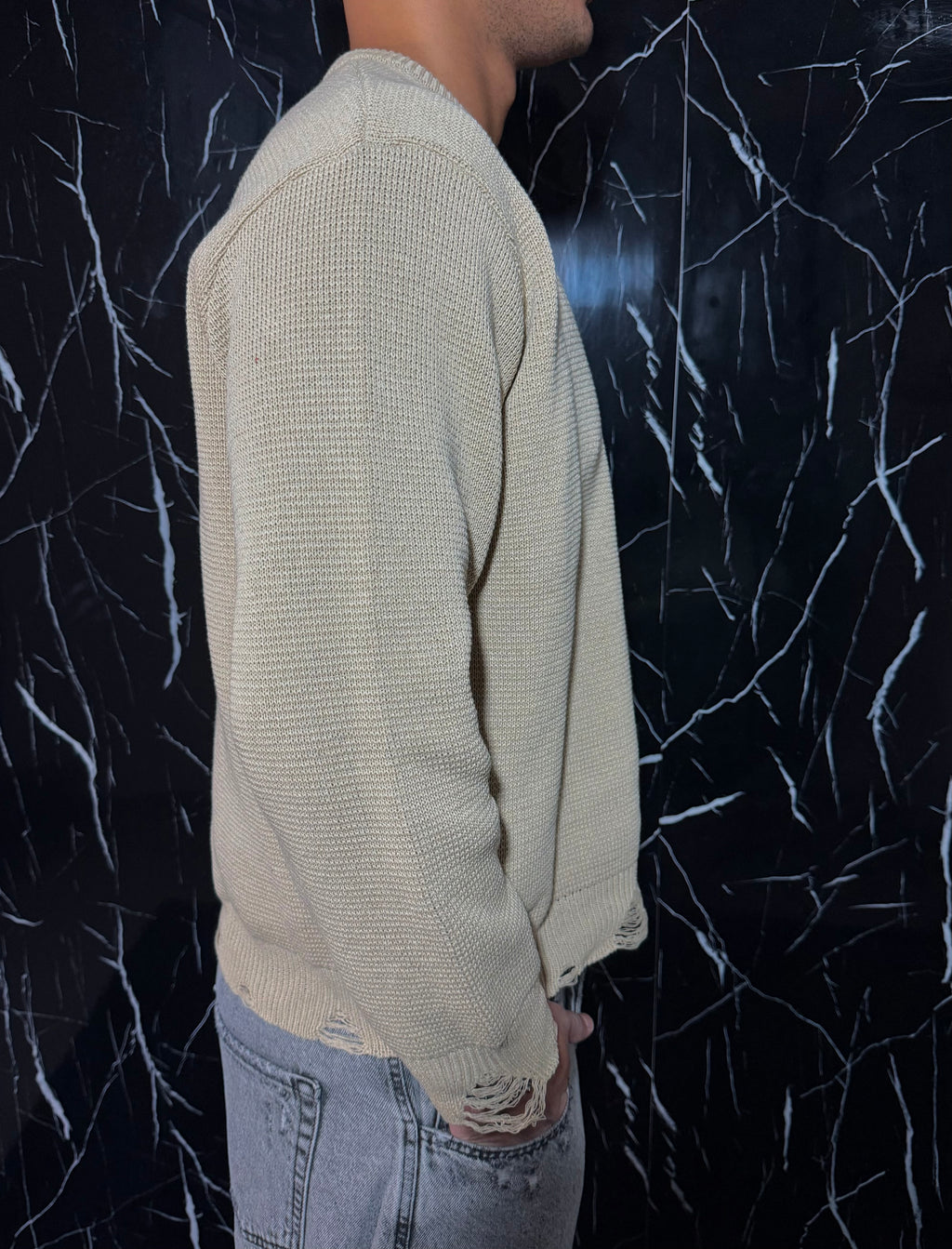 Maglione crop beige