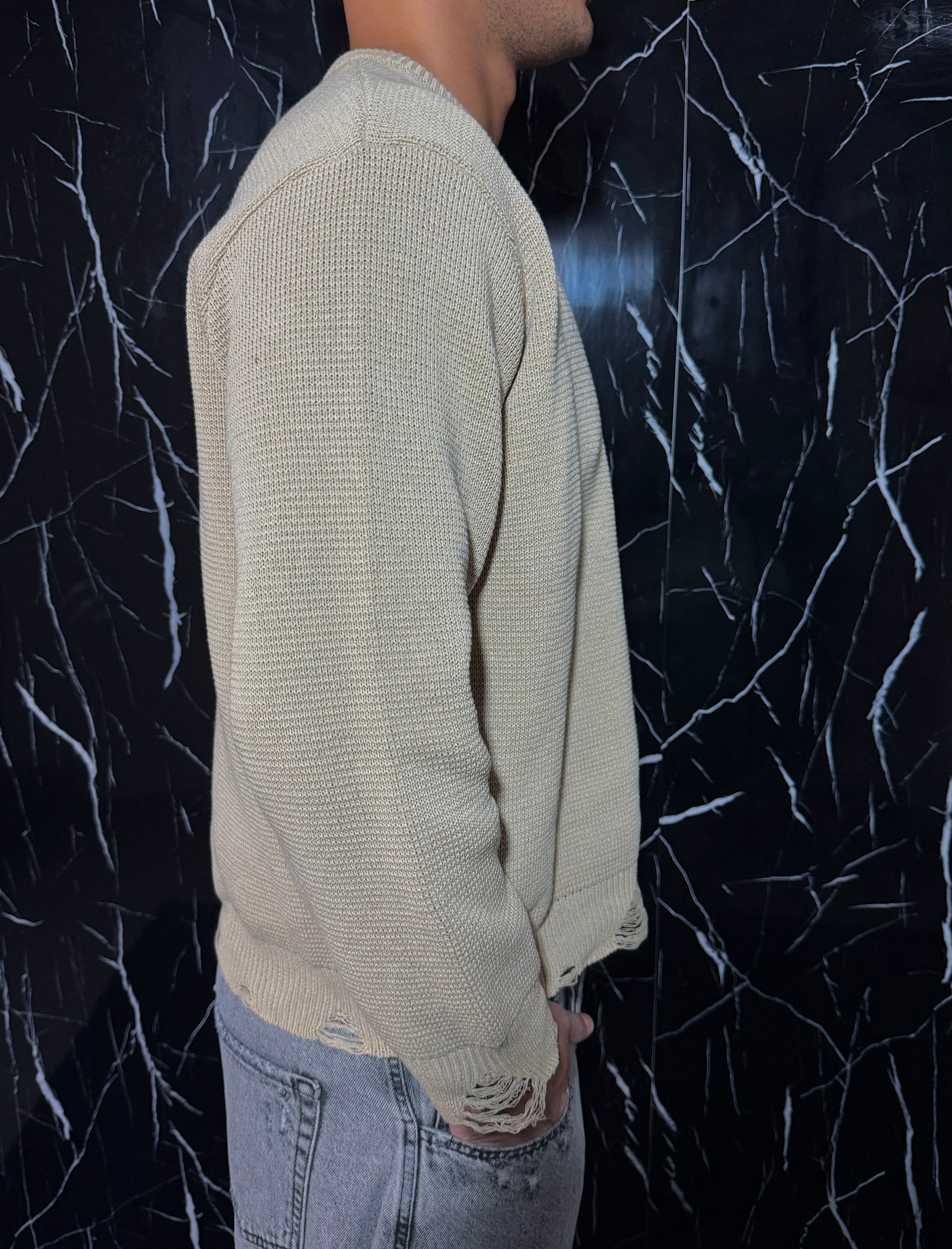 Maglione crop beige