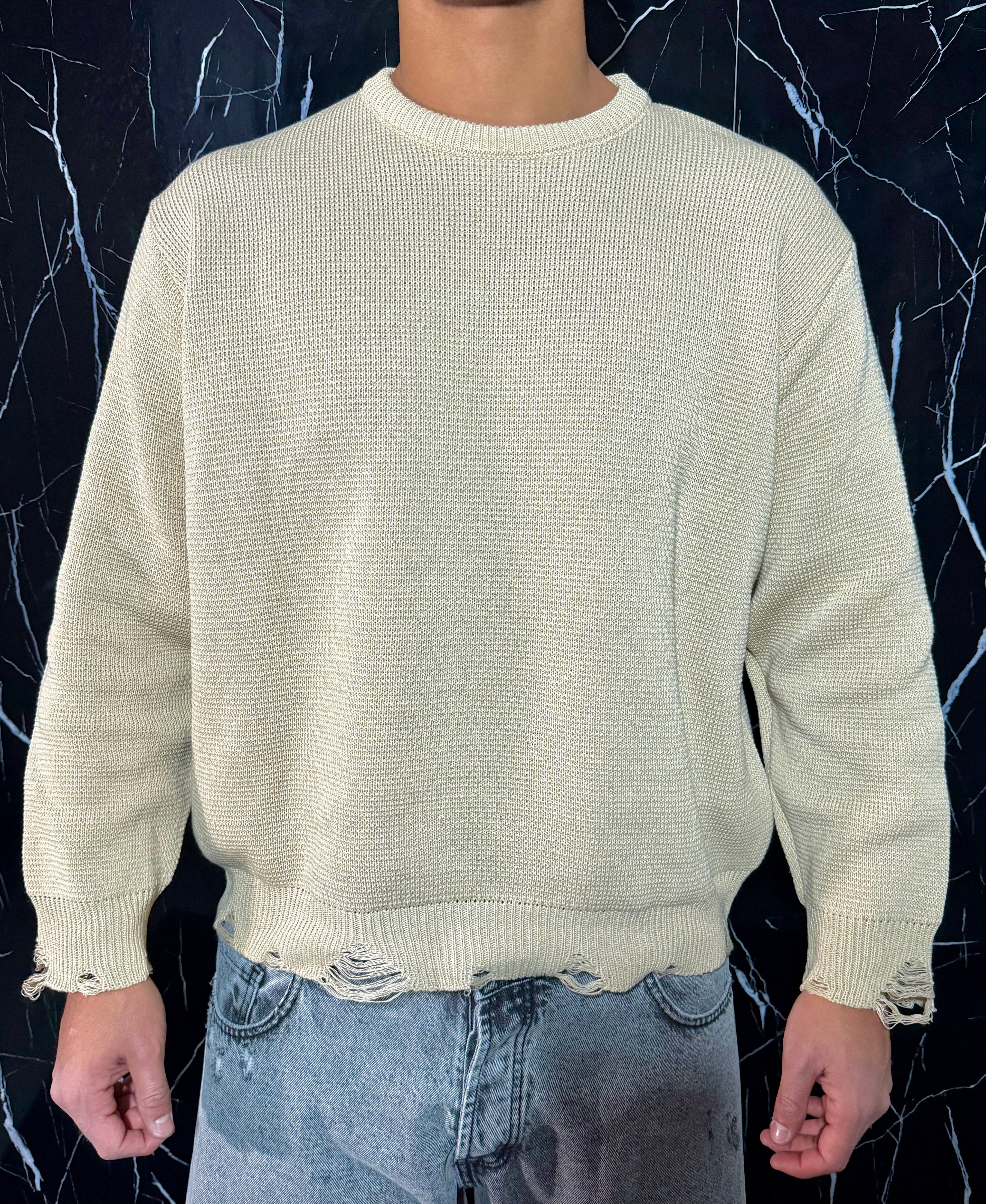 Maglione crop beige
