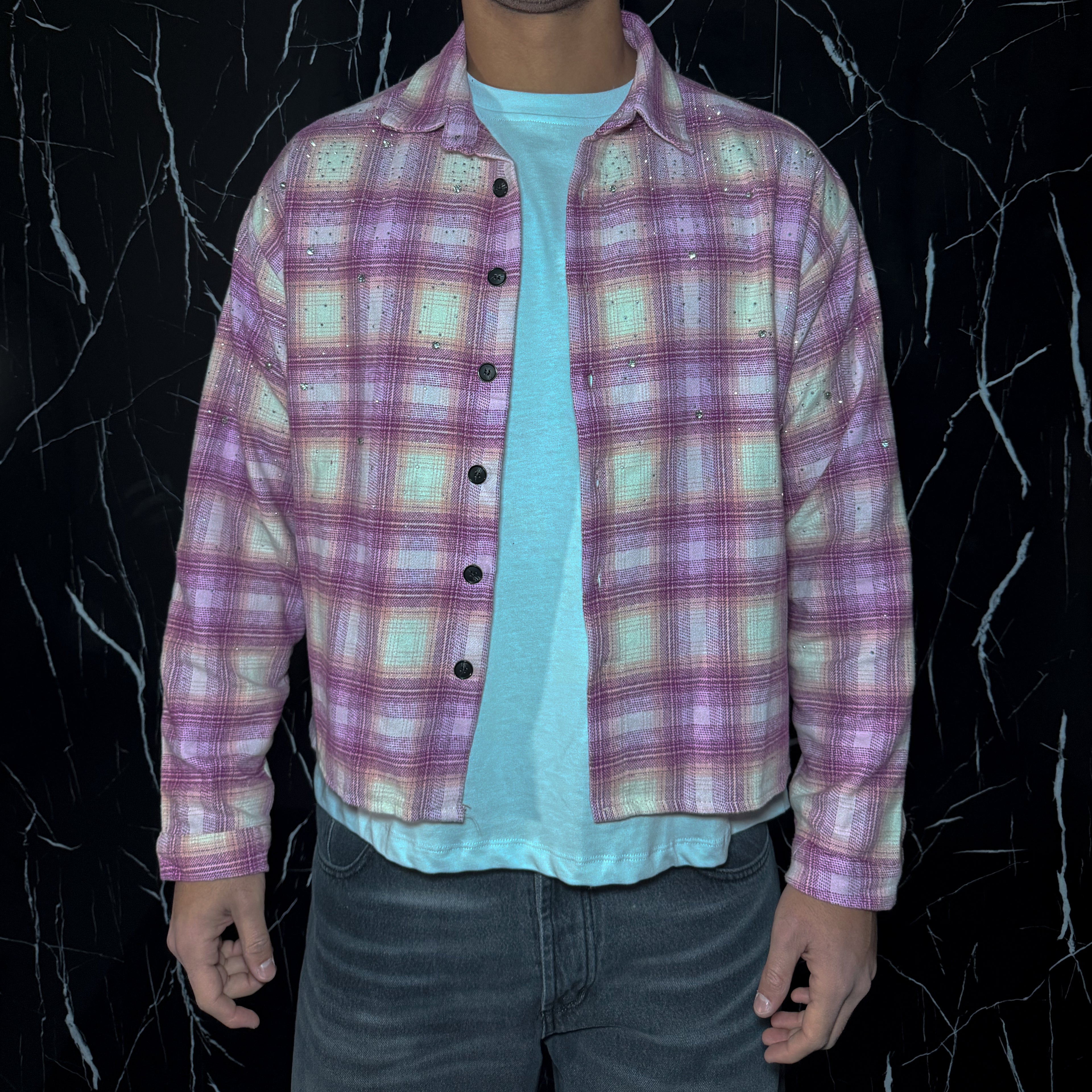 Camicia rosa brillantinata