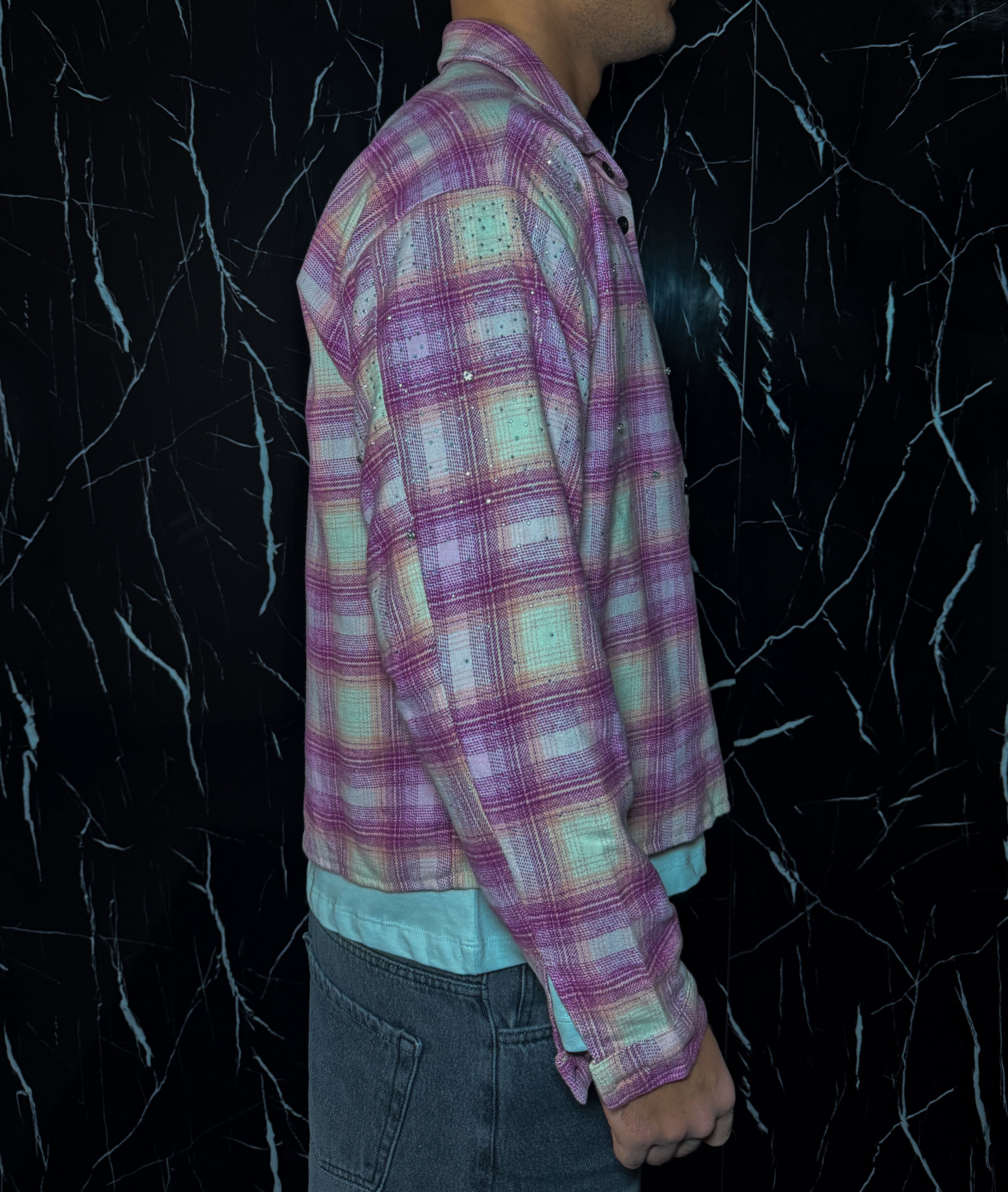 Camicia rosa brillantinata