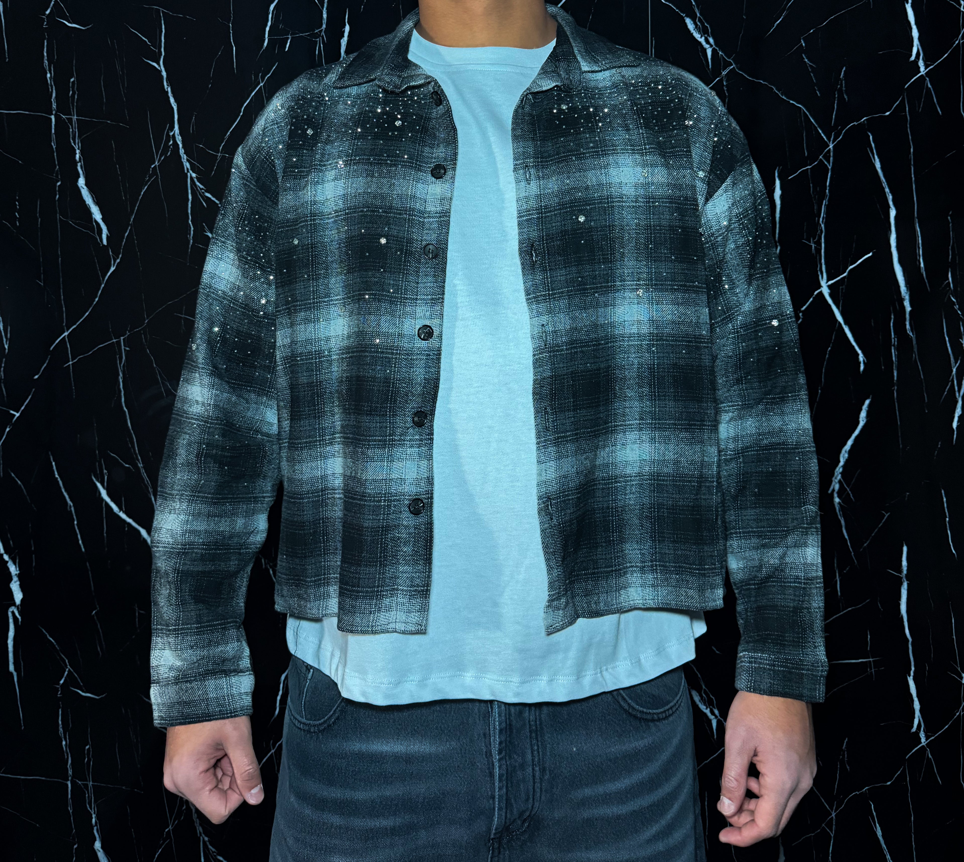 Camicia grigia brillantinata