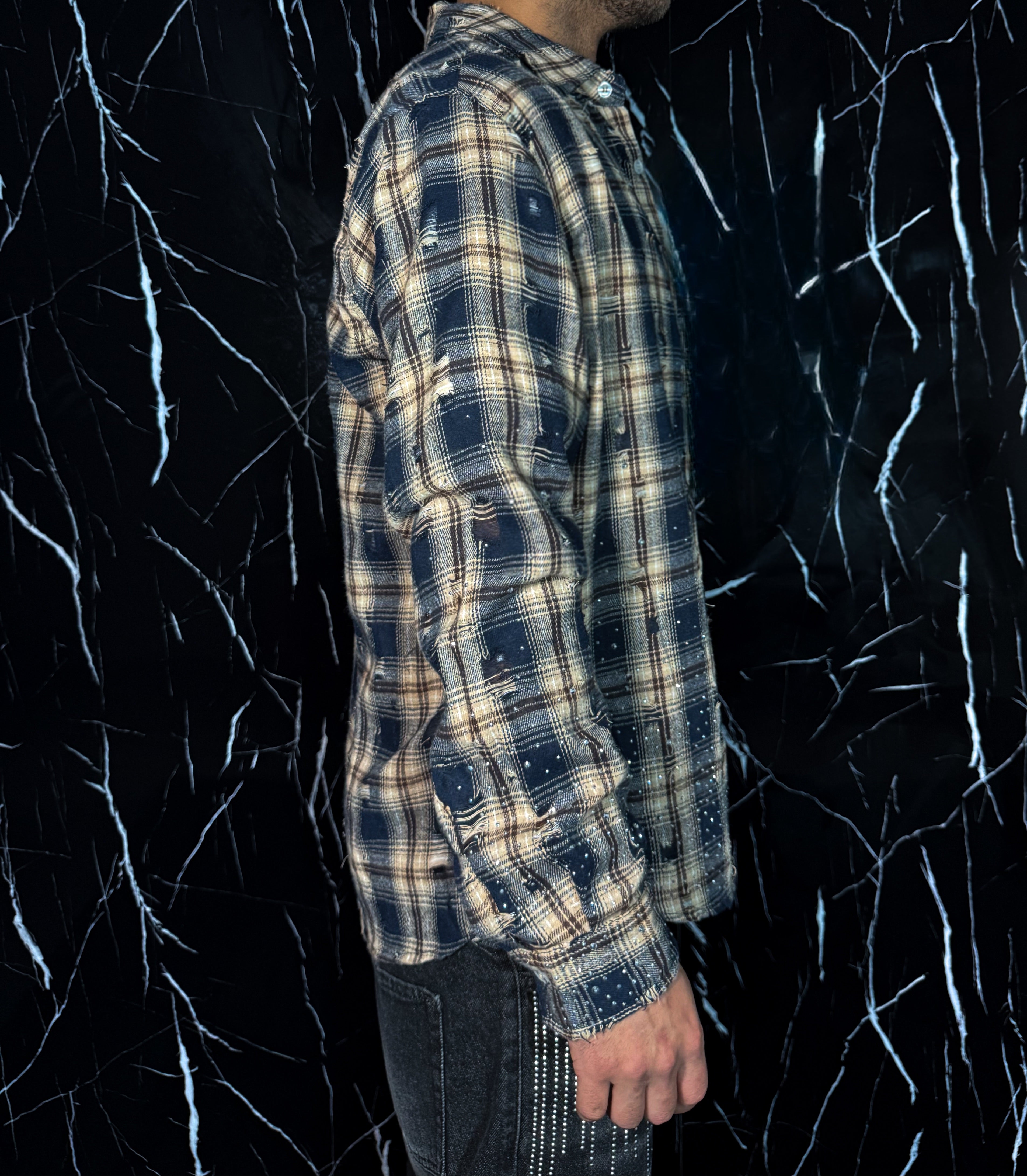 Camicia a quadri brillantinata