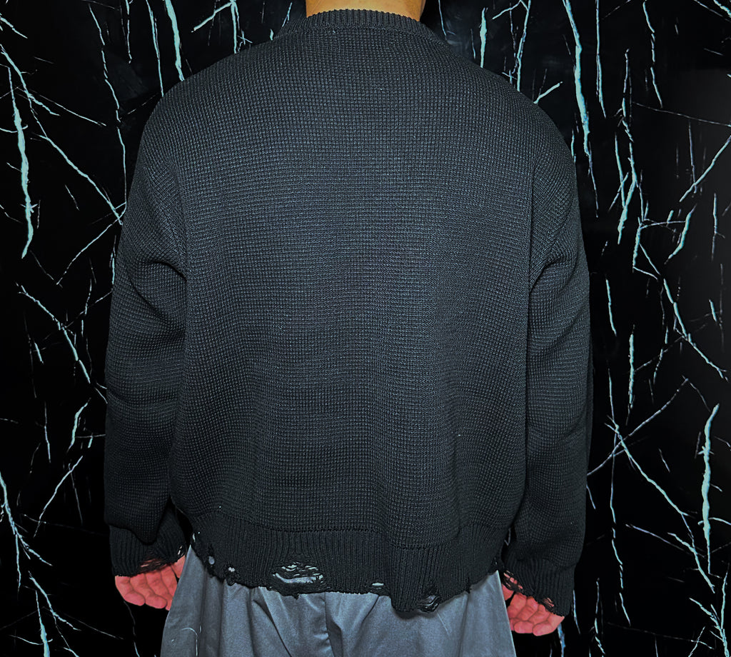 Maglione Nero Sfrangiato