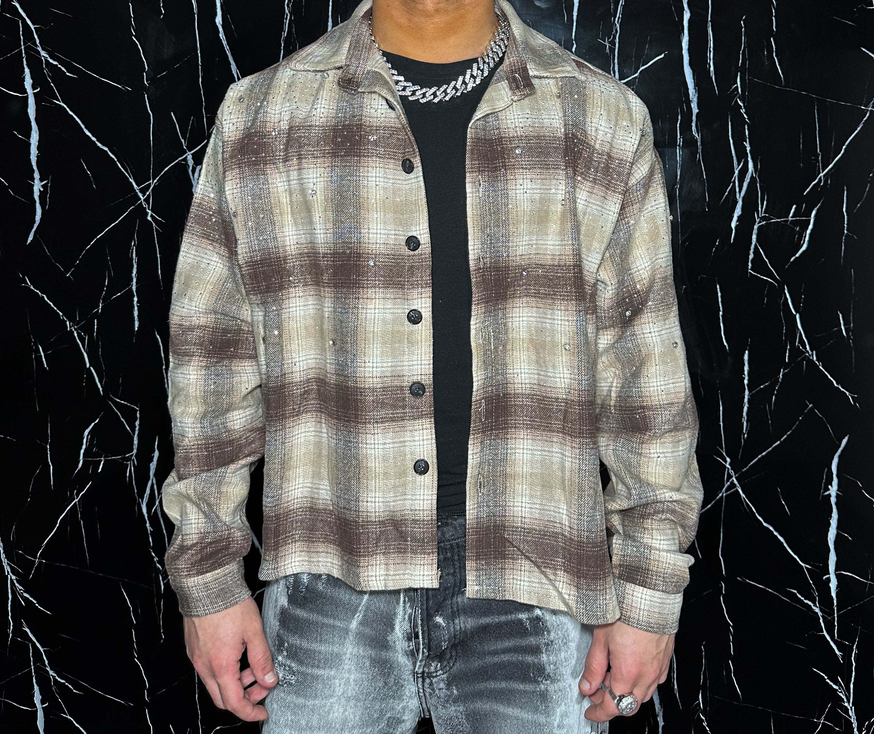 Camicia Beige Brillantinata