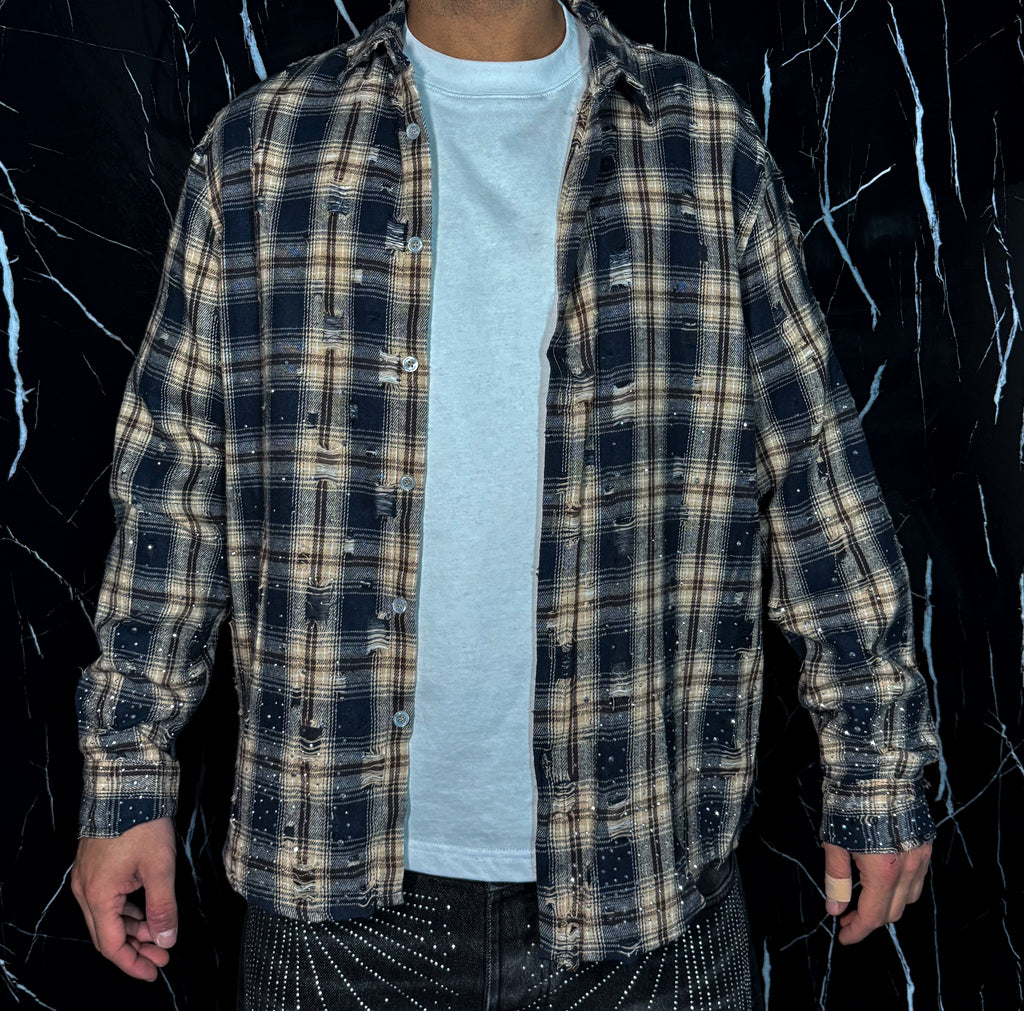 Camicia a quadri brillantinata