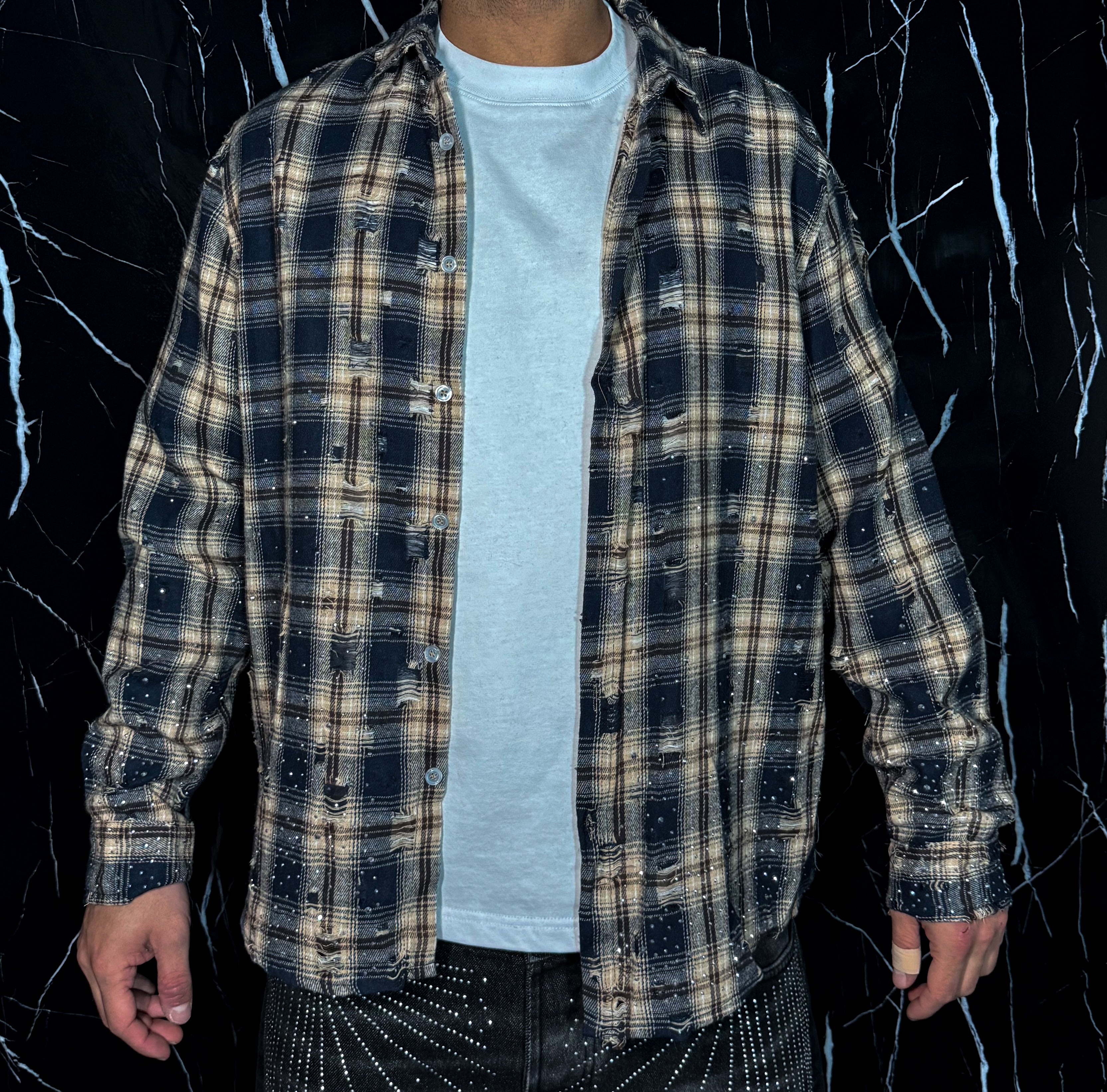 Camicia a quadri brillantinata
